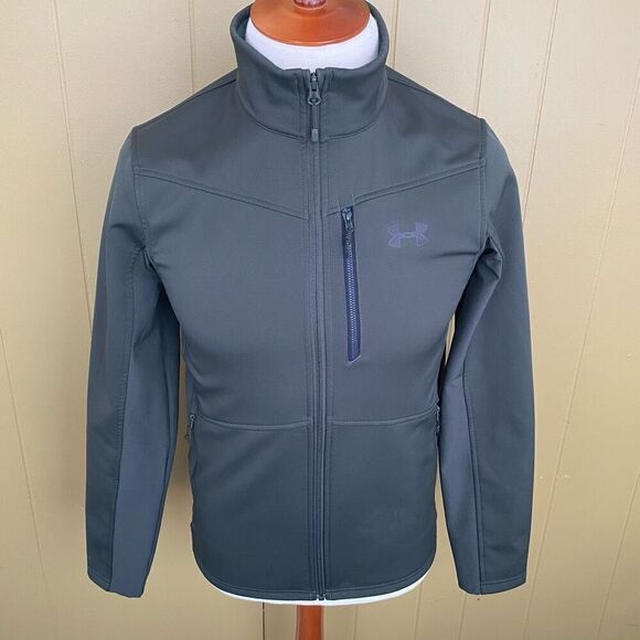 Under Armour men S cold gear Infrared fitted full zip jacket olive green - Picture 1 of 13